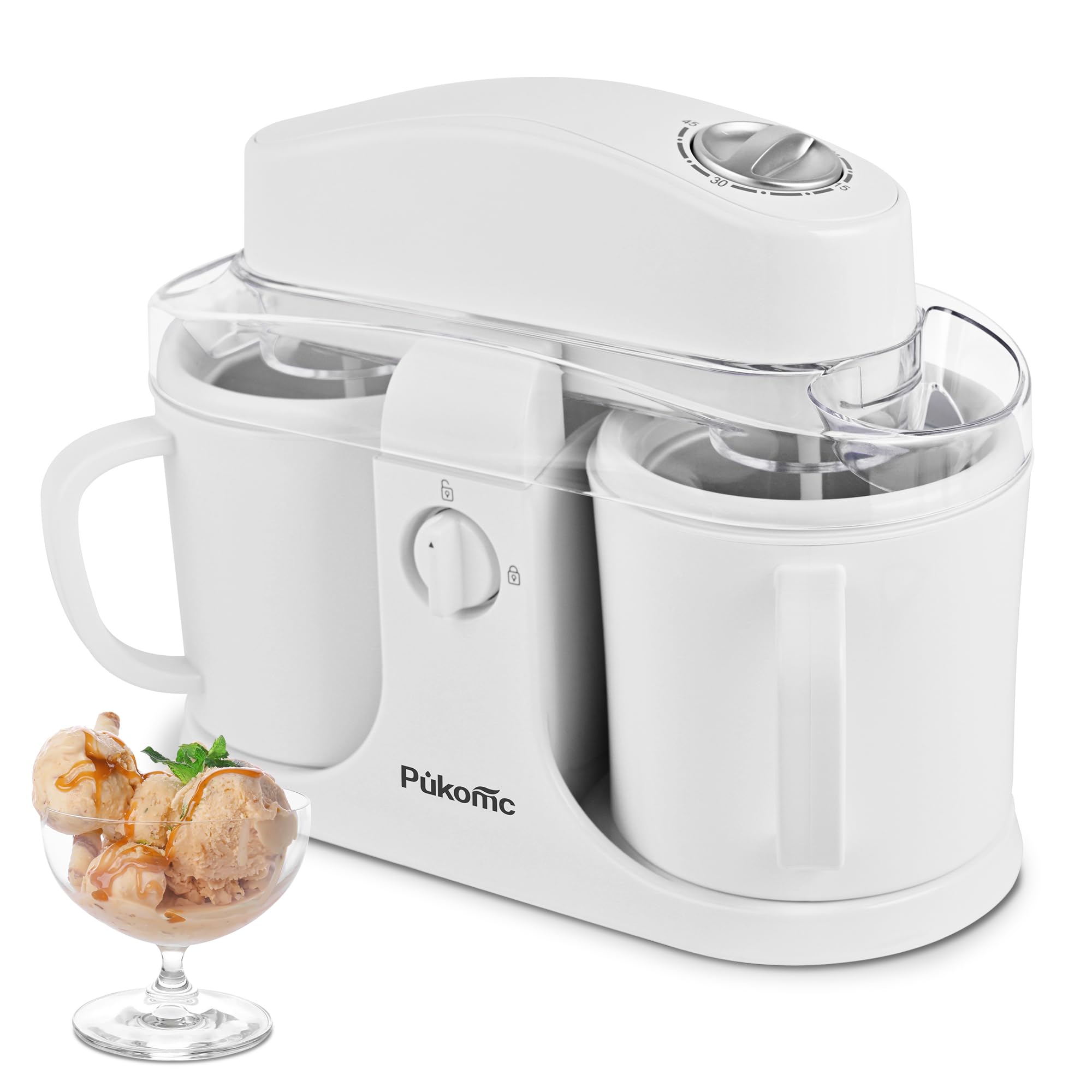 Amazon.com: Pukomc Ice Cream Maker Machine for Home Use, with Two